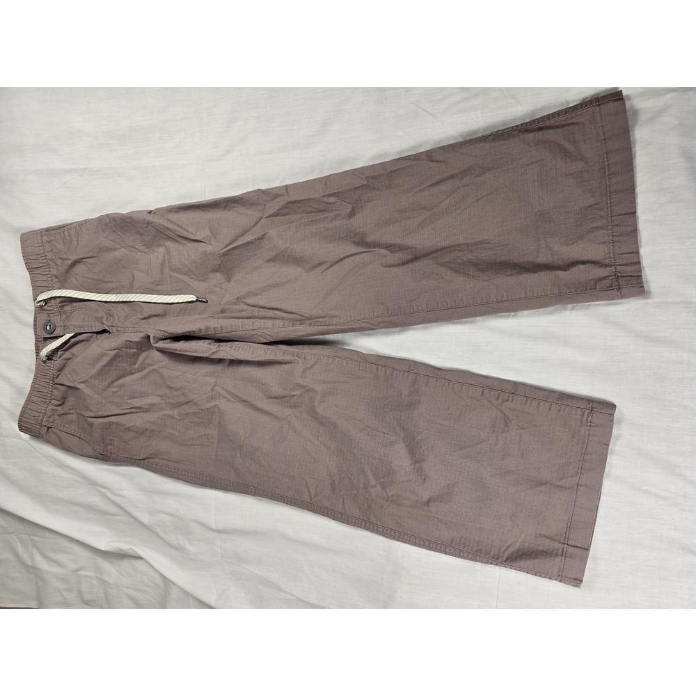Vuori Pants Womens XS Brown Wide Leg Crop Elastic Waist Zip Pocket Stretch - Picture 3 of 9